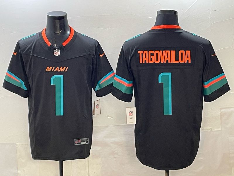 Men Miami Dolphins 1 Tua Tagovailoa black Nike 2025 Limited Nike NFL Jersey 07
